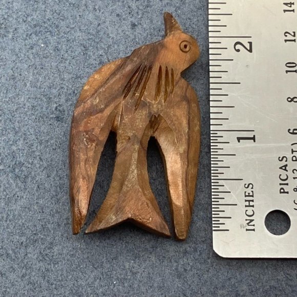 Wooden Bird Pin Brooch As IsCarved Peace Dove Abstract Minimalist MCM Retro BoHo - Picture 7 of 8